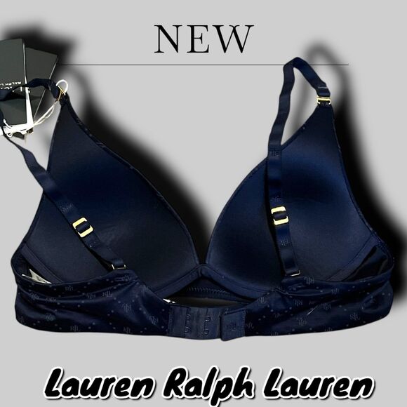NWT Lauren Ralph Lauren T-Shirt Bra - Navy Blue - Size 34B - Picture 2 of 9